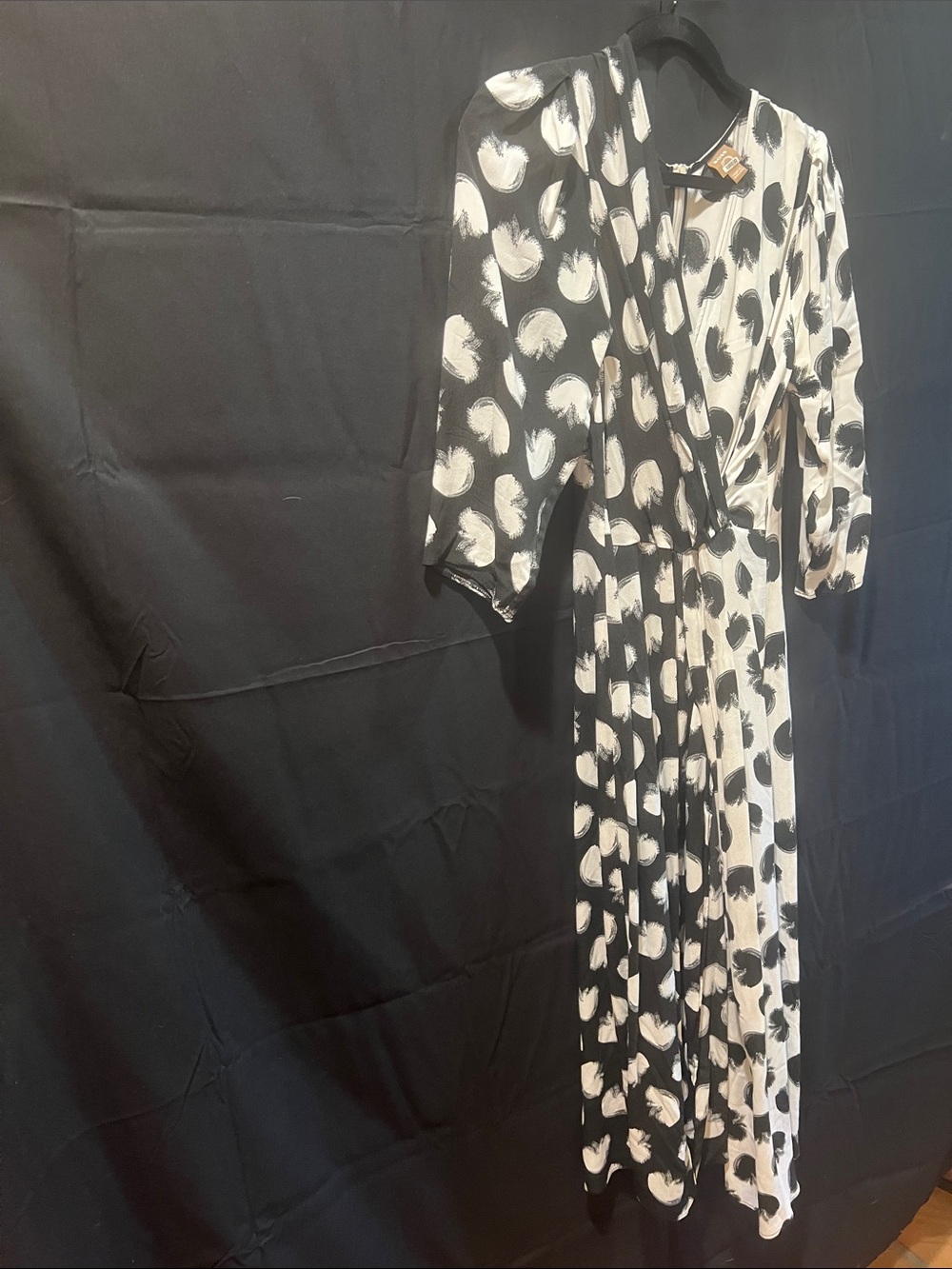 Boss Donotta Black & White Polka Palm Wrap Dress